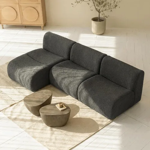Miniatura 16 de Sofá individual modular curvado, sofá sherpa de espuma de 33 pulgadas, cómodos sofás de peluche para espacios pequeños, sofás modulares modernos