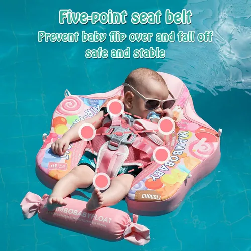 Miniatura 4 de Mambobaby Flotador con dosel extraíble para piscina para bebé, flotador de seguridad no inflable, cola mejorada, material suave y agradable a