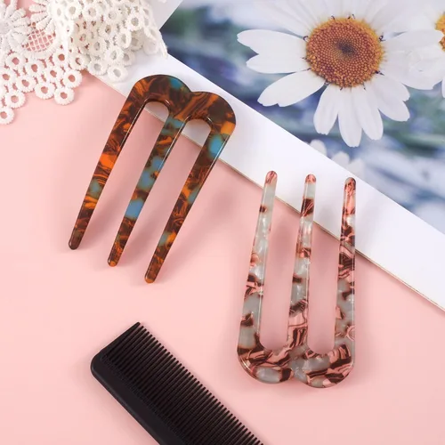 Miniatura 3 de 2 horquillas de pelo francés grandes en forma de U para mujeres, horquillas de pelo de 3 puntas para moños, horquilla de pelo con giro francés