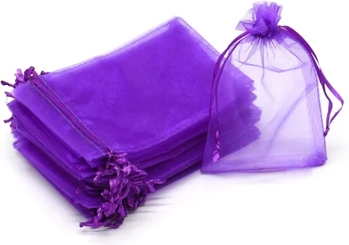 Miniatura 29 de 50 bolsas de organza transparentes de 3 x 4 pulgadas, pequeñas bolsas de regalo de joyería con cordón para bodas, fiestas, bolsas de dulces