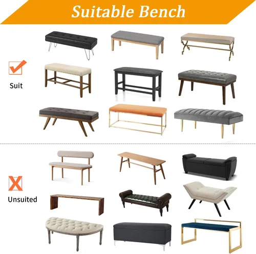 Miniatura 4 de Fuloon - Funda elástica de jacquard para banco de comedor, antipolvo, desmontable, funda para banco lavable, protector de cojín de asiento para Beige