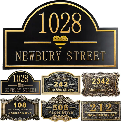 Miniatura 33 de Placa personalizada de dirección de casa de 12 pulgadas, números fundidos para exteriores, placa de señal de dirección personalizada con nombre