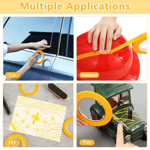 Miniatura 4 de Epakh 4 rollos de cinta para rayas finas, cinta de enmascarar de 1/16, 1/8, 1/4 y 1/2 pulgadas de ancho, para pintores automotrices DIY arte
