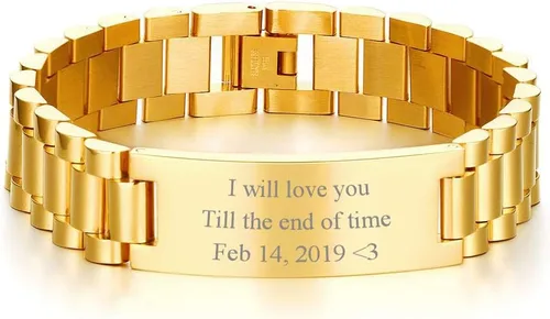 Miniatura 18 de VNOX - Pulsera de metal personalizada para parejas, joyería de metal y acero inoxidable, regalo para aniversario, 8.3 pulgadas