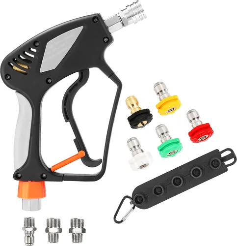Miniatura 9 de PWACCS Pistola de lavado a presión con giro, pistola corta de lavadora eléctrica con conector rápido de 3/8 pulgadas, ajuste M22 de 14 mm/15 mm, 5