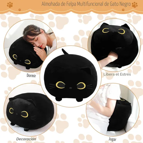 Miniatura 5 de TOYSYM Gato Negro de Peluche Mamá Gato de Peluche Juguetes con 4 Bebés Blanditos en su Vientre Almohadas Suave Lindas para Abrazar para Niños y Niñas