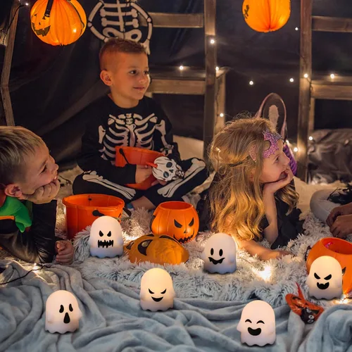 Miniatura 6 de Wondise Velas sin llama de Halloween con control remoto y temporizador, paquete de 6 velas LED parpadeantes con pilas fantasmas para decoración