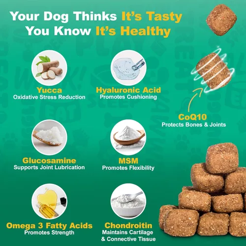 Miniatura 4 de Doggie Dailies, suplemento para cadera y articulaciones para perros, glucosamina y condroitina, masticables premium para cadera y articulaciones
