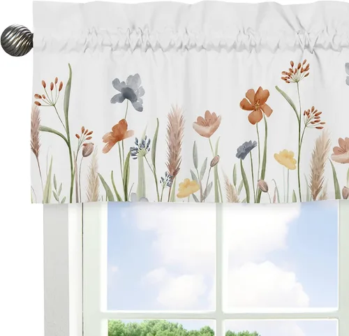 Miniatura 4 de Sweet Jojo Designs Cenefa de ventana de jardín floral bohemio para niña de flores, tratamiento de cortina para habitación de bebé, habitación