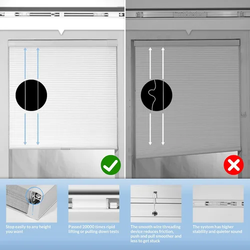 Miniatura 3 de Boolegon Persianas Sin Taladro para Ventanas Persianas Celulares Opacas Sin Cables Sin Herramientas Persianas de Panal Bajar Fácil Instalación