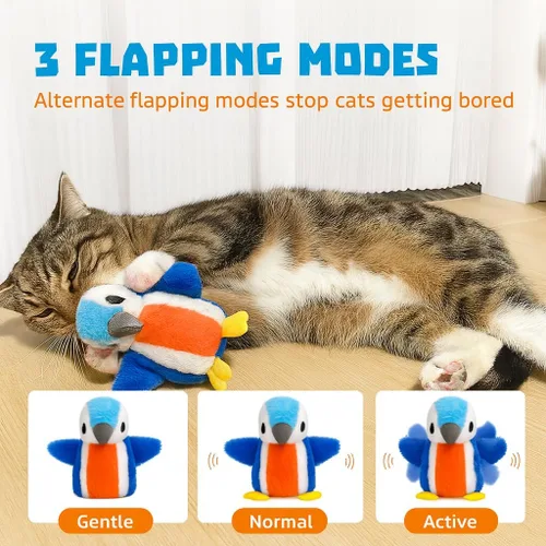 Miniatura 2 de Juguete interactivo de pingüino para gatos, juguete recargable con alas aleteadas con hierba gatera, alas de batir automáticas, divertido juguete
