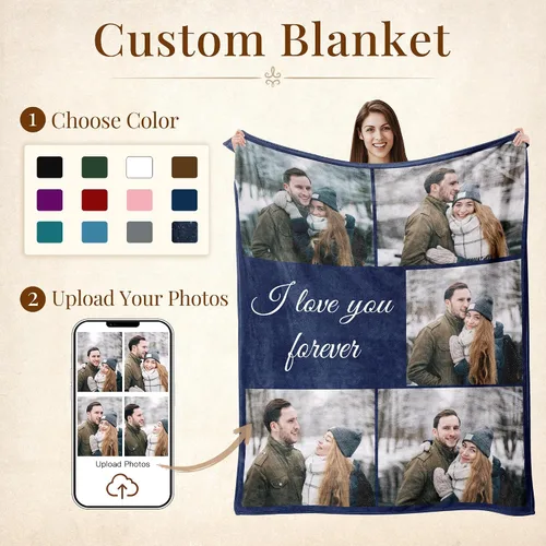 Miniatura 2 de Envío al día siguiente, manta personalizada con foto y texto impresa en EE. UU., cobijas con fotos personalizadas y mantas para lanzar cobijas Foto 5