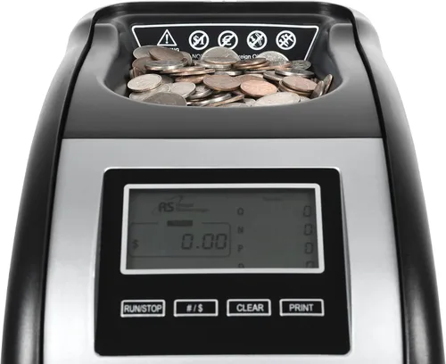 Miniatura 13 de Royal Sovereign Contador/clasificador eléctrico de monedas de 4 filas con tecnología patentada antiatascos y pantalla de conteo digital (FS-44N)