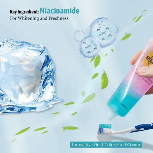 Miniatura 6 de Pasta dental blanqueadora de niacinamida para adultos con dientes sensibles, protección de esmalte, aliento fresco las 24 horas, blanquea suavemente