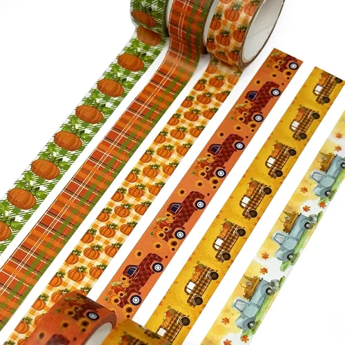 Miniatura 3 de allydrew Cinta decorativa Washi para álbumes de recortes, papelería, diario, fabricación de tarjetas (12 rollos), diversión de calabaza