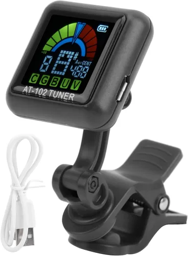 Afinador de guitarra con clip, afinador de violín recargable por USB con pantalla a color para guitarra acústica eléctrica, bajo ukelele viola,