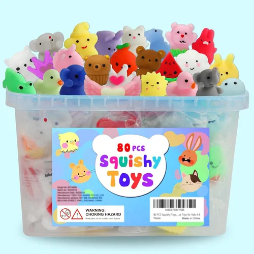 80 piezas de recuerdos para niños de 4 a 8 años, juguetes Squishies Kawaii Mochi Squishy a granel, juguetes sensoriales de ansiedad para regalos de