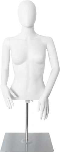 maniquí femenino sin cabeza, de plástico ajustable, cuerpo medio para exhibición, con cabeza y soporte de metal, para tiendas minoristas de ropa y