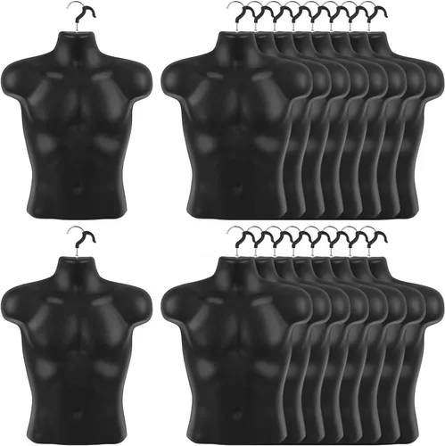Lallisa 1 paquete de maniquí masculino con forma de vestido de torso con forma de camiseta, cuerpo de medio maniquí, cintura redondeada, cuerpo