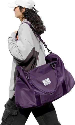Miniatura 7 de Bolsas de fin de semana para mujer, bolsa de lona de viaje, bolsa de transporte para artículos personales durante la noche con bolsillo para ropa