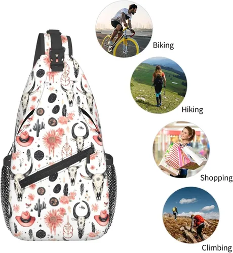 Miniatura 5 de Small Crossbody Bags for Women Men - Vintage Cowboy Skull Print Adjustable Shoulder Bag Fanny Packs Belt Sling Bag Crossbody Purses Backpack for