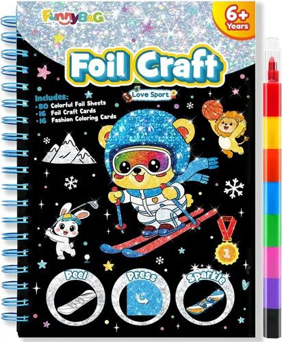 Miniatura 35 de FUNNYB&G Arte en papel de aluminio para niños - Manualidades de Navidad, regalos de fiesta, rellenos de calcetines para niños, suministros de arte