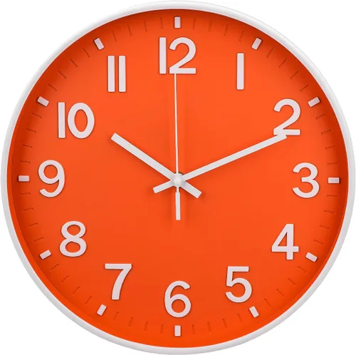 Miniatura 18 de Reloj de pared bakbrand de 12 pulgadas, negro, moderno, simple, de cuarzo, decorativo, silencioso, sin tictac, funciona con pilas, reloj redondo