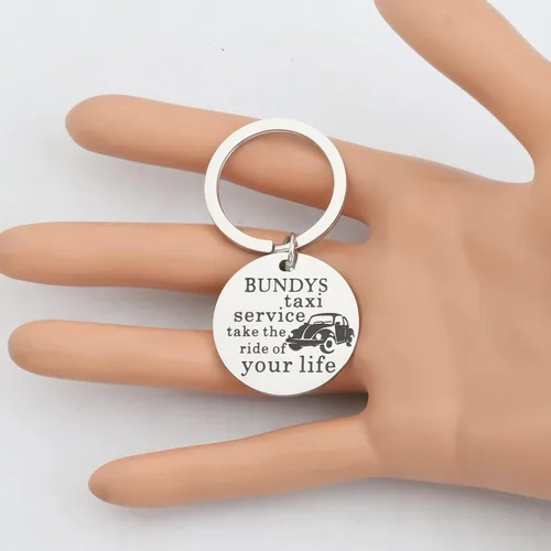 Miniatura 4 de OKEYCH Regalo inspirado en el asesino en serie, Bundys Taxi Service Take The Ride Of Your Life Llavero Serial Killer Fan Jewelry