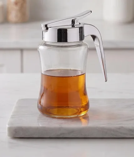 Miniatura 5 de J&M Design Botella dispensadora de jarabe de vidrio para jarabe de arce, tarro dispensador de azúcar con asa para panqueques, café, cuenco