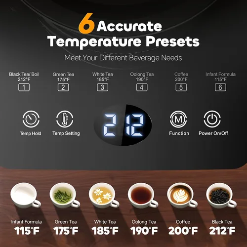 Miniatura 2 de Tetera Eléctrica de Té con Infusor, Control de Temperatura y Apagado Automático de 24 H Mantiene Caliente para Calentador de Agua de Café y Tetera