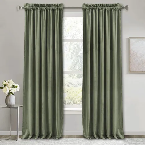 Miniatura 68 de RYB HOME Cortinas de terciopelo verde oliva de 72 pulgadas de largo, cortinas opacas con aislamiento térmico, tratamiento de ventana, decoración