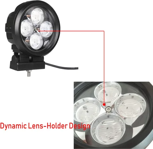 Miniatura 4 de Lightronic Luces de trabajo LED redondas todoterreno de 4 pulgadas, haz de inundación blanco frío de 6000 K, carcasa de aluminio resistente