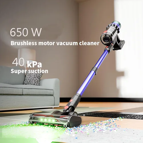 Miniatura 2 de Aspiradora de palo inalámbrica, succión fuerte de 40 KPa, motor sin escobillas de 650 W, hasta 50 minutos de tiempo de funcionamiento