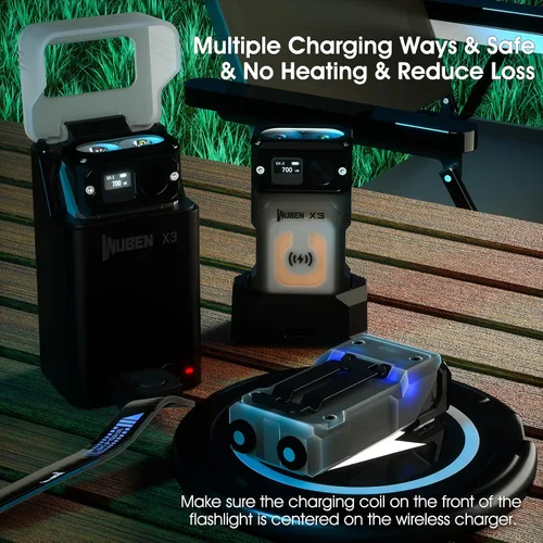 Miniatura 4 de WUBEN X3 Mini Linterna con Caja de Carga Recargable 180 Grados Llavero EDC Linterna Giratoria Ip65 Impermeable Imán Linternas de Bolsillo 10 Modos