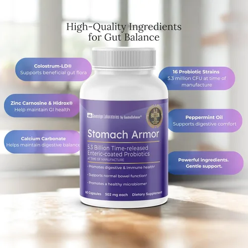 Miniatura 7 de GastroDefense Stomach Armor - Probiótico y preestable - Calostro liposomal LD mejorado. Las manchas beneficiosas colonizan y promueven la salud