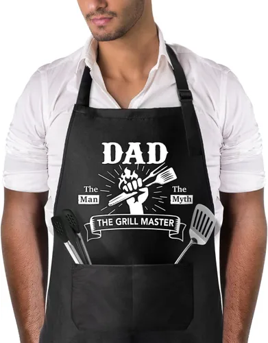 Divertido delantal para hombre con bolsillos para asar a la parrilla, cocinar, regalos de cumpleaños para hombres, papá, abuelo, amigos