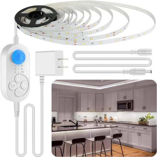 Miniatura 4 de Luz con sensor de movimiento para debajo del gabinete, iluminación enchufable debajo del gabinete con atenuador, temporizador de retardo