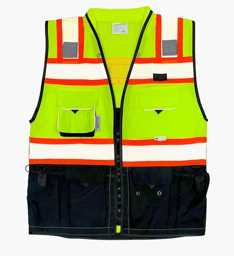 Chaleco C para hombre, serie negra, chaleco de seguridad con cremallera y bolsillos utilitarios, chaleco de topógrafos serie negra de primera