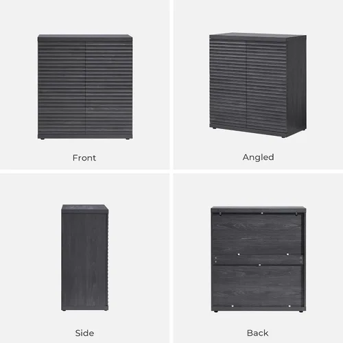 Miniatura 9 de SICOTAS Gabinete Buffet con Almacenamiento Aparador de Acento Credenza Moderna con Puertas y Estantes Consola de Medios Acanalada Mesa de Bar