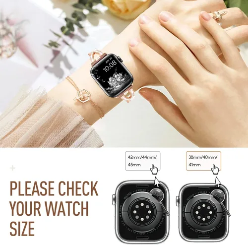 Miniatura 5 de for Apple Watch Band 38mm 40mm 41mm 42mm 44mm 45mm 46mm 49mm iWatch Bands Series 11 10 9 8 7 6 5 4 3 SE Bling Metal Bracelet Women Dressy Cute Strap