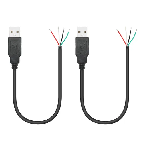 Cable corto USB A macho de 4 pines de 11 pulgadas, USB 5V/2A de 4 pines, cable de alimentación y datos de extremo abierto, para equipo USB instalado