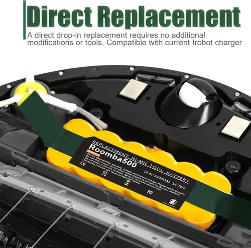Miniatura 6 de BATTOOL Batería de 5.0Ah 14.4V Ni-MH Compatible con iRobot Roomba, Reemplazo de Batería para Series R3 500 600 700 800 900 510 530 535 540 550 552