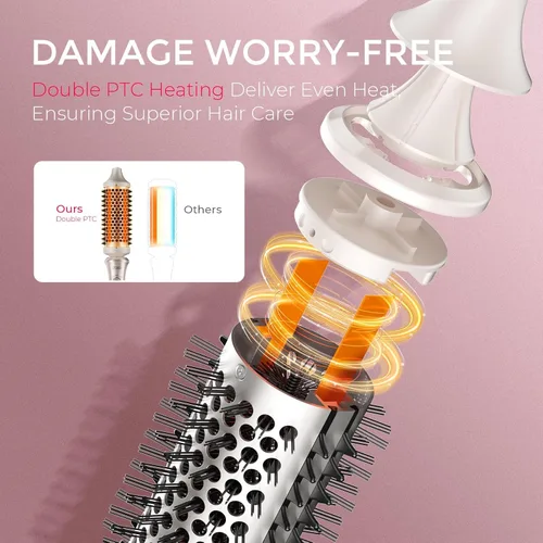 Miniatura 6 de TYMO STYLUX - Cepillo térmico 2.0 para rizar, voluminizador de 1.7 pulgadas con ajuste flexible para alisar el cabello, herramienta de peinado