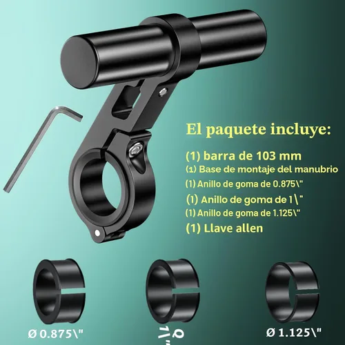 Miniatura 7 de BRCOVAN Extensiones extensoras de manillar de aleación de aluminio con barra transversal de 4 pulgadas de largo, se adapta a manillares de 0.875
