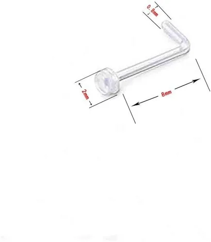 Miniatura 2 de Joyería 0.63 oz Clear Nose Septum Anillo Retenedor de Hueso Bioflex L Forma Anillos de nariz Studs Piercing Joyería Plana Top