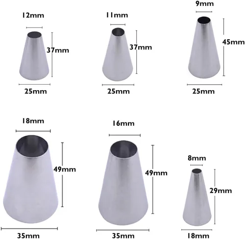 Miniatura 4 de Juego de puntas redondas grandes para tubería 6 piezas, #12 1A 2A 3A R16L R18L punta redonda para macarrones, suministros profesionales de horneado