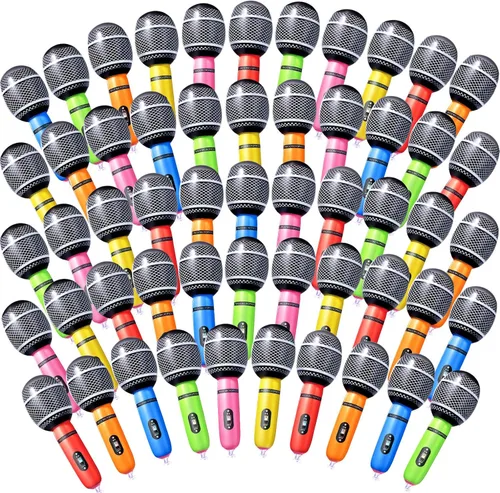 Zhanmai Micrófonos inflables, colores surtidos, accesorios de micrófono, inflables, juguetes de plástico para niños, concierto musical, decoración