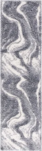 SAFAVIEH Hi-Lo Shag Collection - Alfombra para pasillo, 2 pies 2 pulgadas x 8 pies, color gris y gris claro, diseño abstracto, no desprende pelusa y