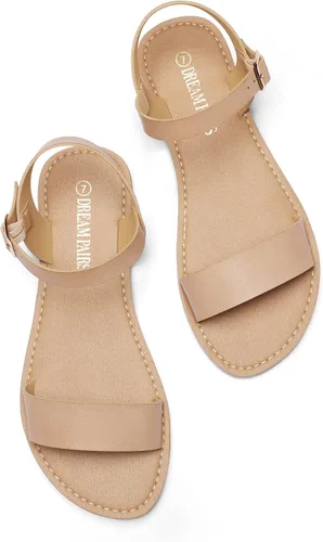 Miniatura 4 de DREAM PAIRS - Sandalias bajas de verano, flexibles, con correa al tobillo, punta abierta, para mujer