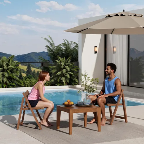 Miniatura 2 de AnywaysWood Soild - Juego de 2 sillas plegables de madera para interiores o exteriores, capacidad de 300 libras, ahorro de espacio y diseño portátil